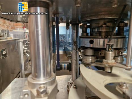 Recravadeira recravadora tampadora autom�tica em inox de latas copos potes frascos Levapack