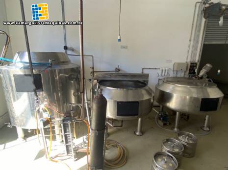 Sala de brassagem tribloco para para cervejarias cervejas artesanais 1300 litros por batelada