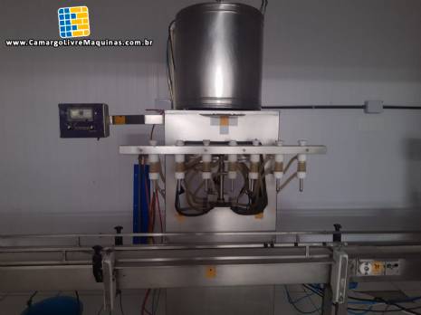 Envasadora linear 14 bicos com rinser e rosqueadora de tampas Aplimquinas