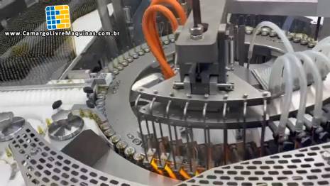 Envasadora rotativa e seladora para ampolas de vidro injetáveis em inox 316 L Bausch 24.000 unid / hora