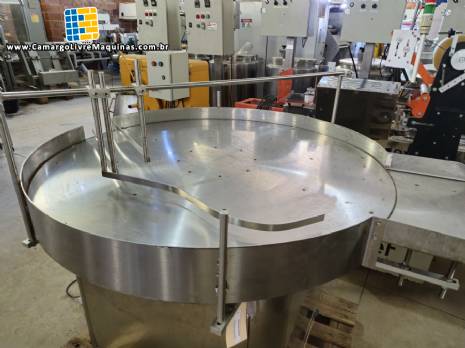 Mesa giratria alimentadora em inox para frascos potes Levapack 1200 mm